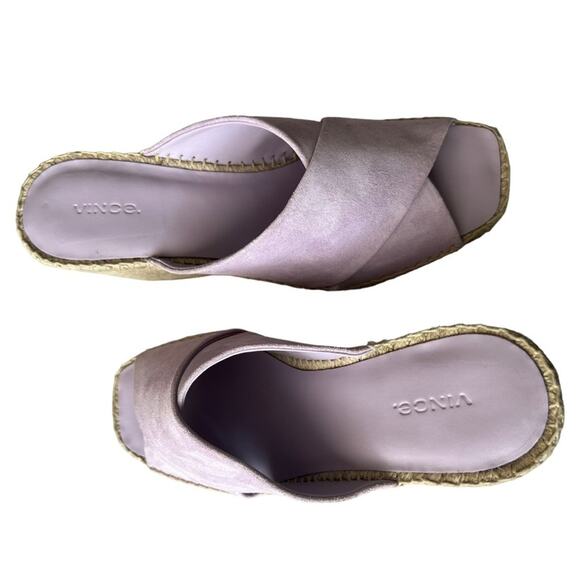Vince Gaelan Suede Crisscross Wedge Espadrilles Sandals In Violetta size 9 - Picture 5 of 13